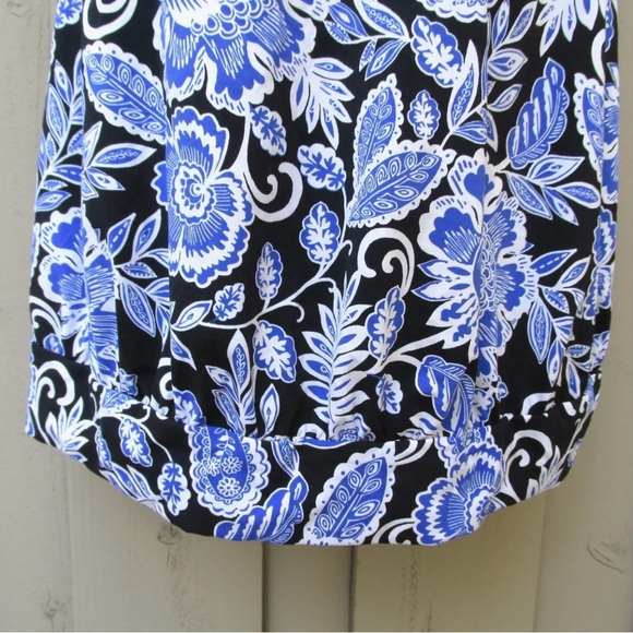 Lands End Swimsuit Tankini Top 12 Black White Floral Blue Padded Shelf Bra - Picture 4 of 9